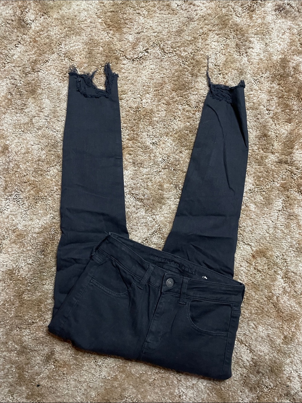 American Eagle Next Level Stretch Hi Rise Jegging Crop Black Jean Size 4 Regular